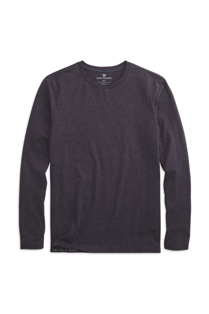 Plum Wine Heather | Front view of Pima Long Sleeve T-Shirt in Plum Wine Heather