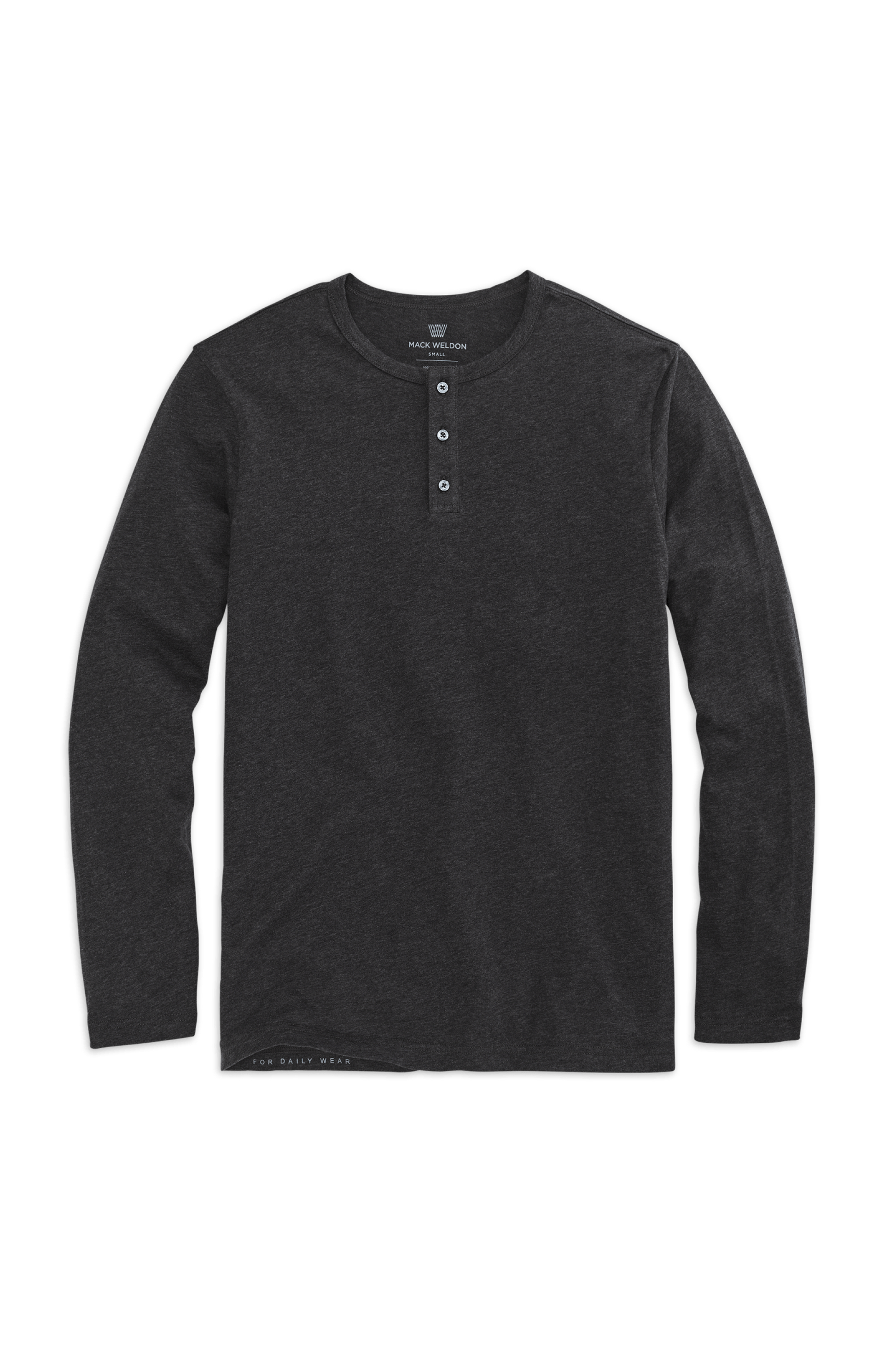 Charcoal Heather | Front view of Pima Long Sleeve Henley in Charcoal Heather
