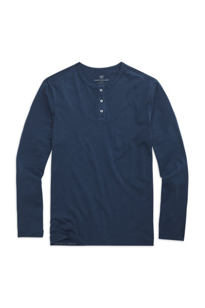 True Navy | Front view of Pima Long Sleeve Henley in True Navy