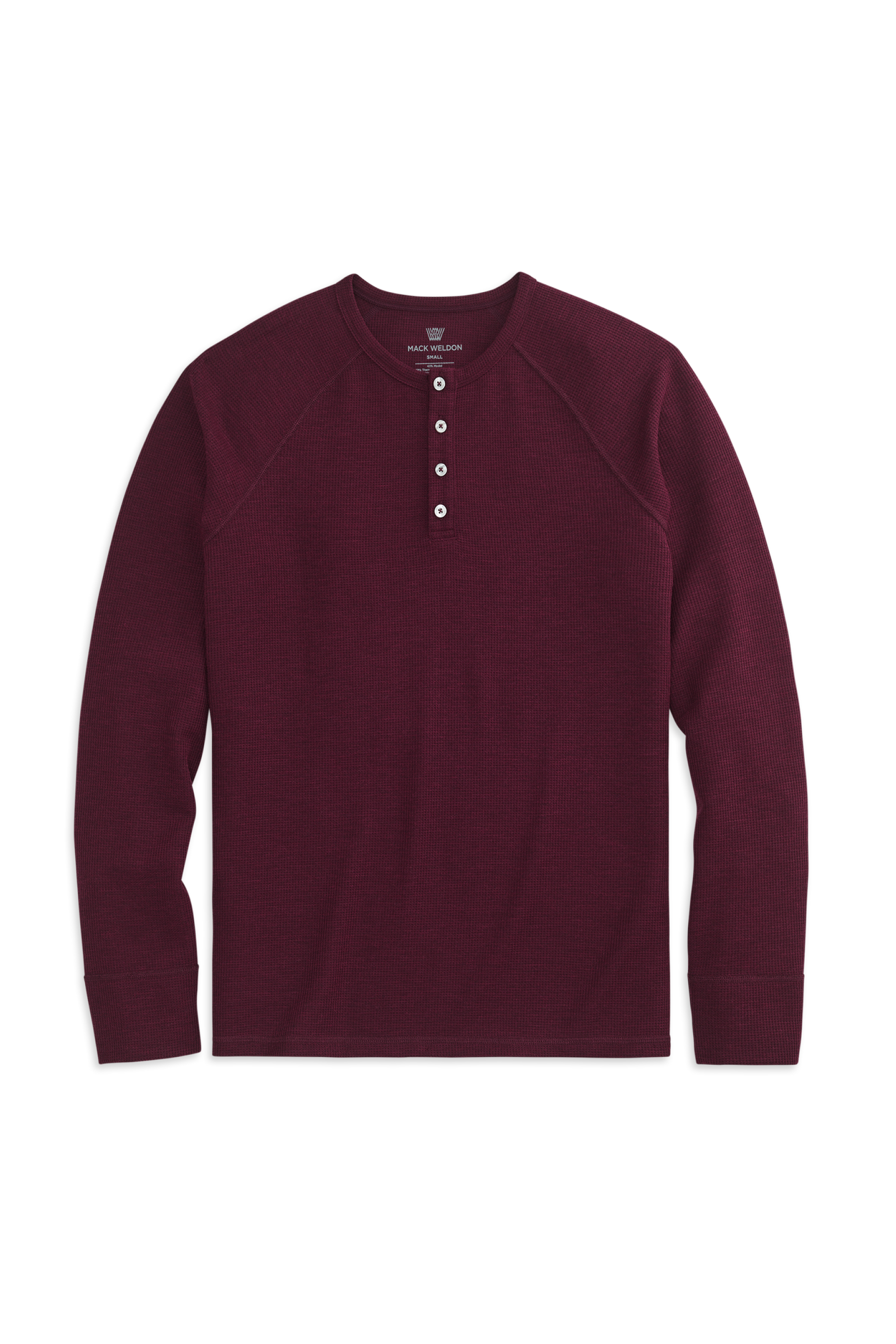 Lambrusco Heather | Front view of WARMKNIT Waffle Henley in Lambrusco Heather