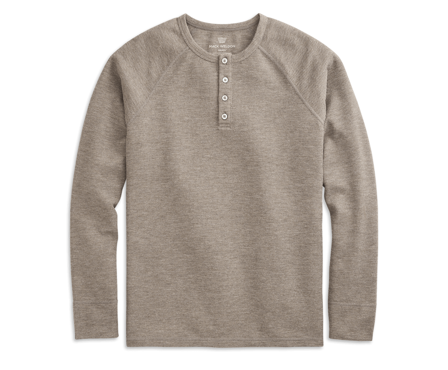 Walnut Heather | Front view of WARMKNIT Waffle Henley in Walnut Heather