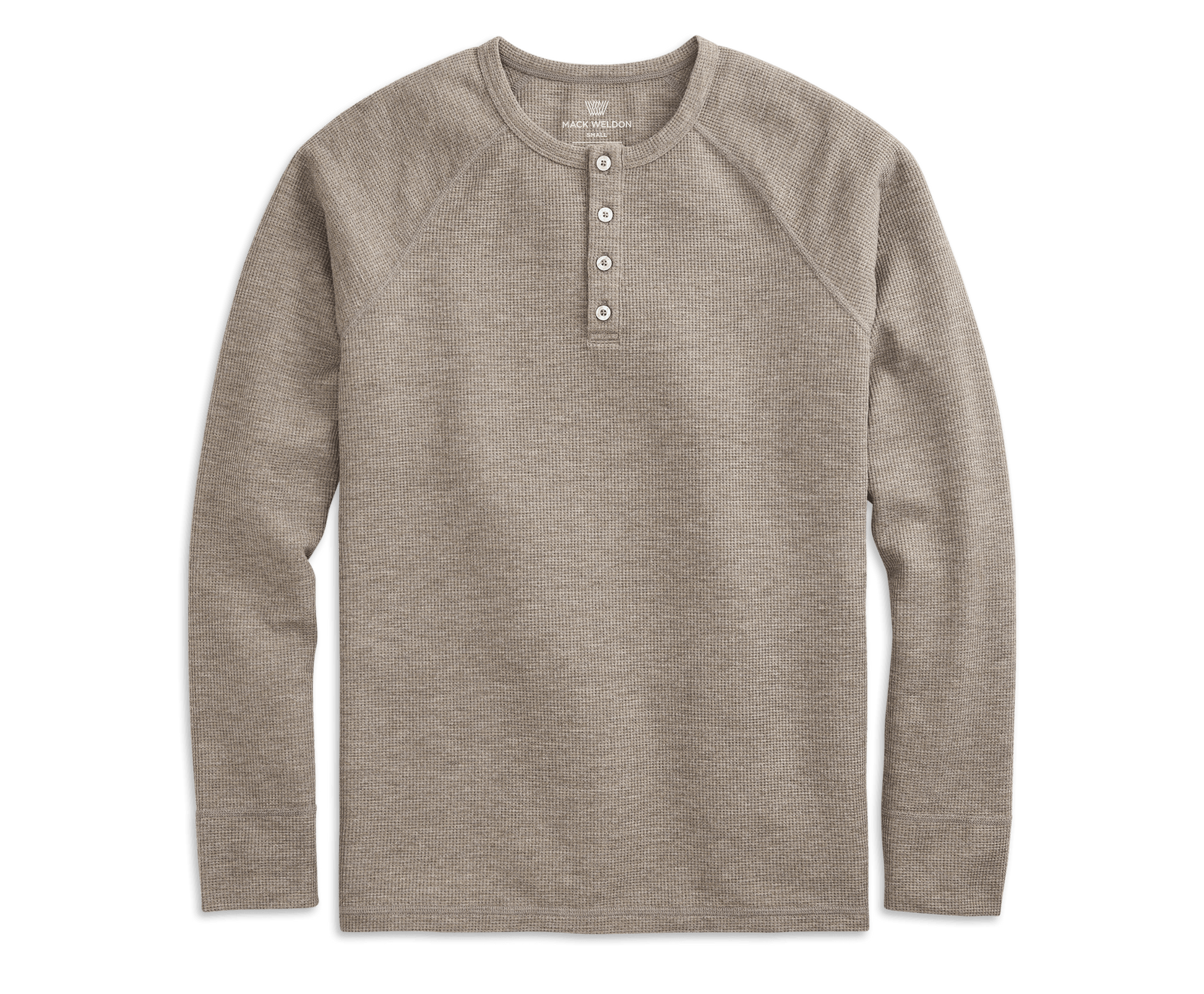 Walnut Heather | Front view of WARMKNIT Waffle Henley in Walnut Heather
