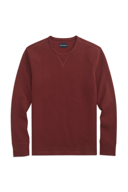 Front view of Aged port in WARMKNIT Waffle Crew Neck Shirt