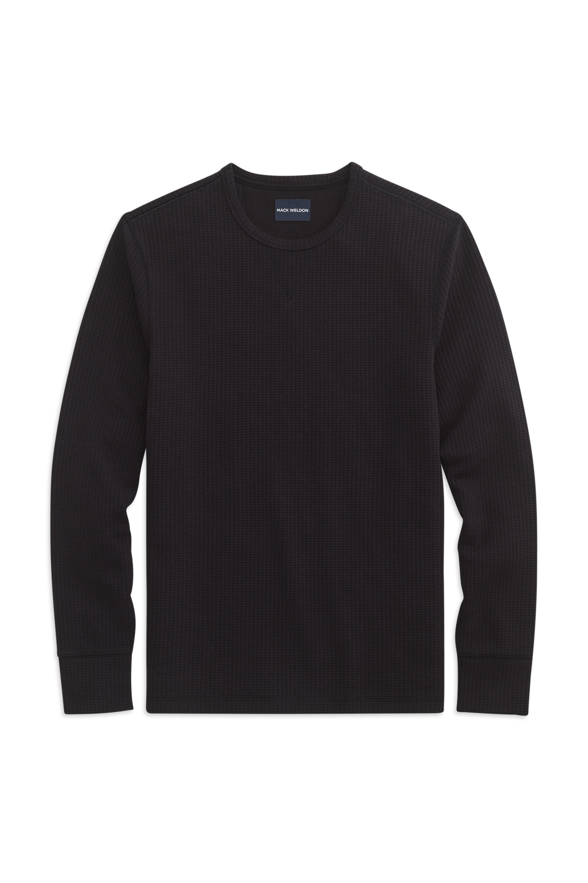 Front view of True Black in WARMKNIT Waffle Crew Neck Shirt