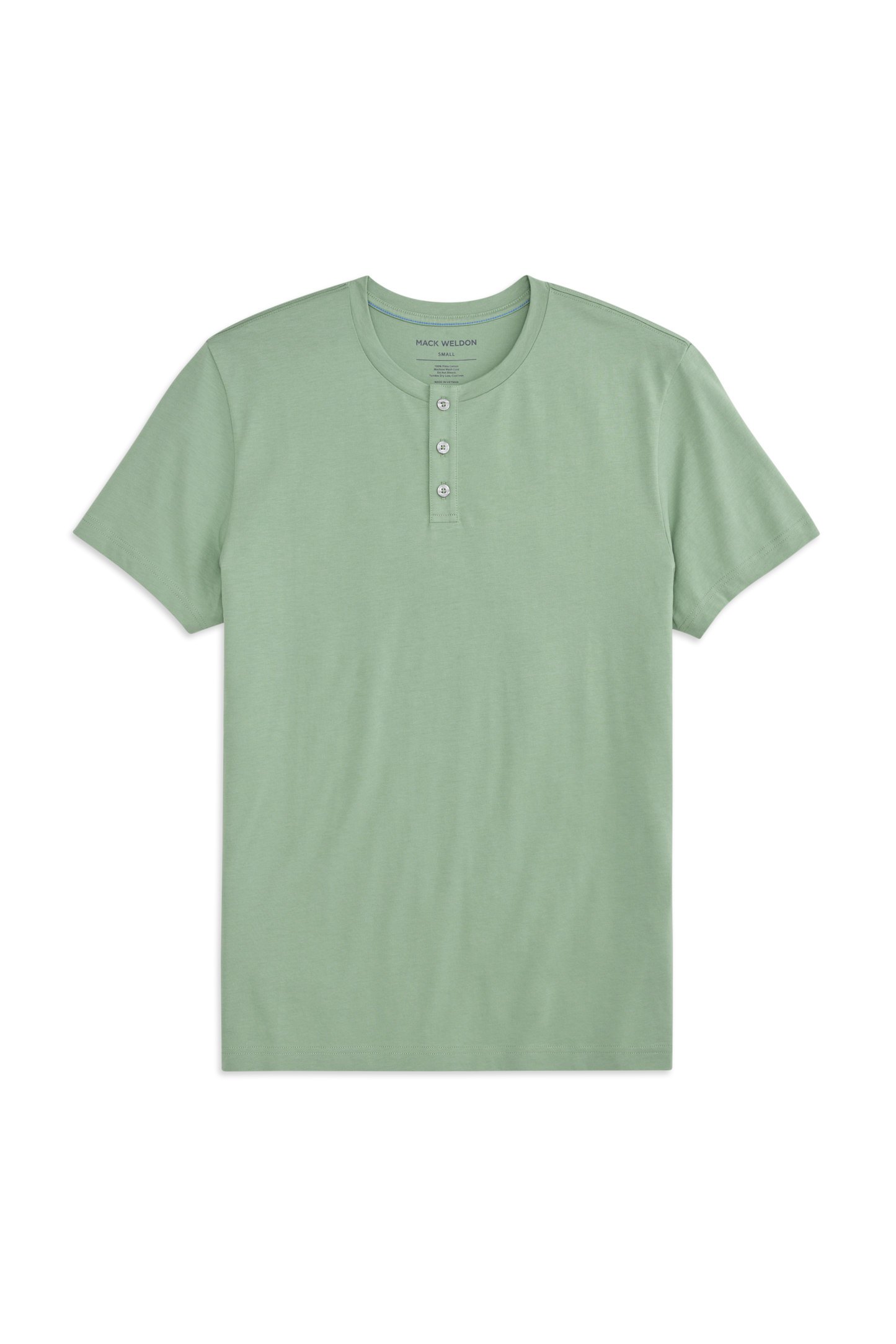 Basil | Front view of Pima Short Sleeve Henley in Basil