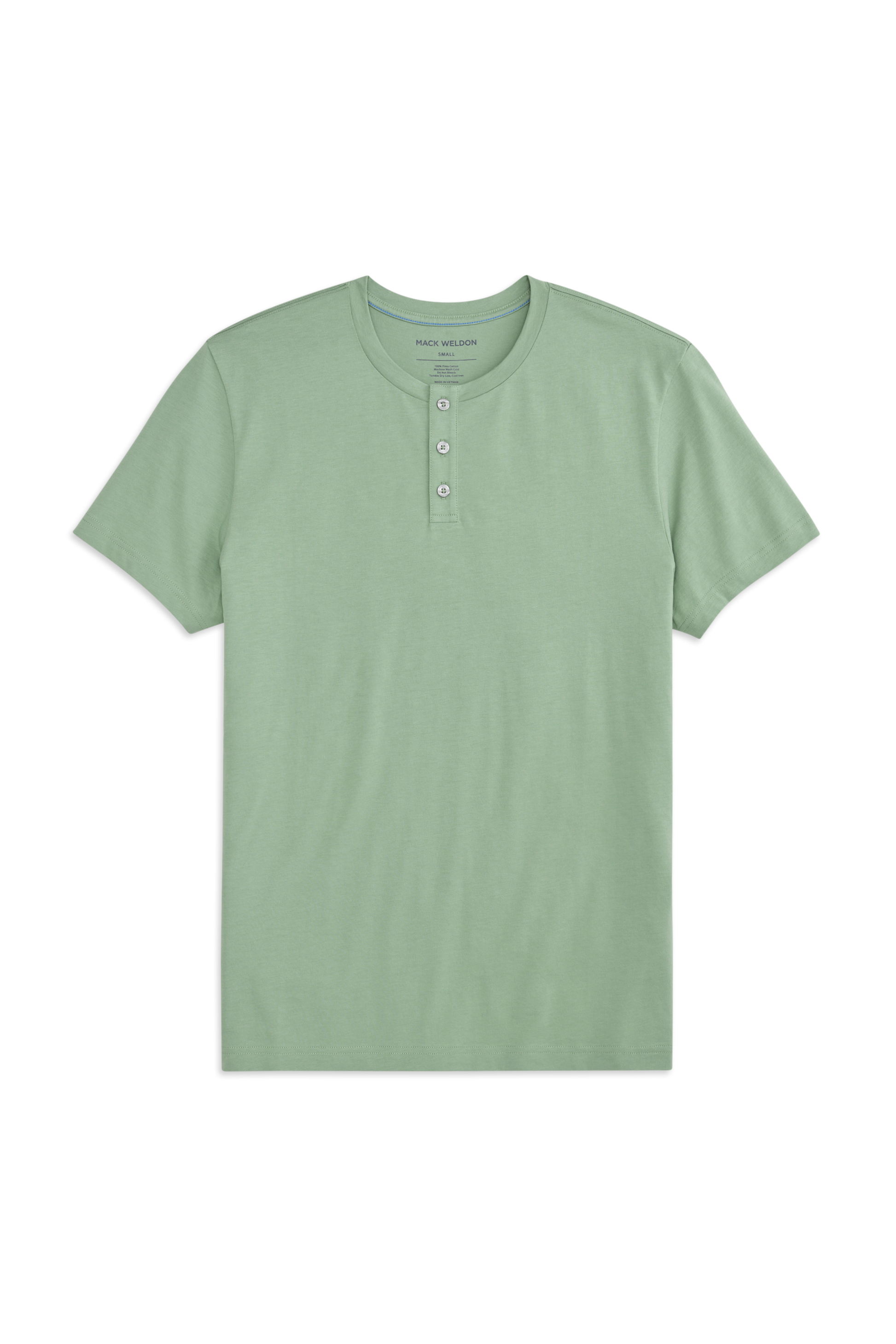 Basil | Front view of Pima Short Sleeve Henley in Basil