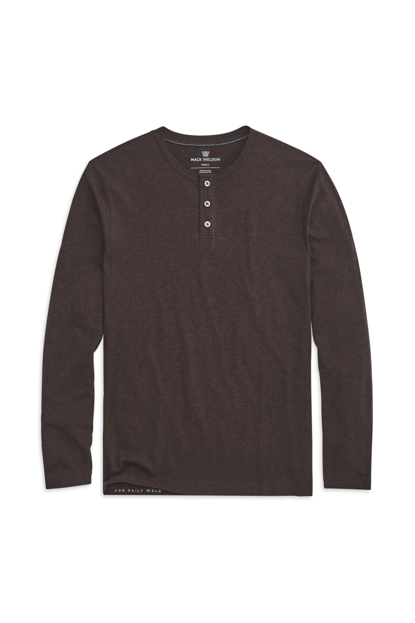 Mocha Heather | Front view of Pima Long Sleeve Henley in Mocha Heather