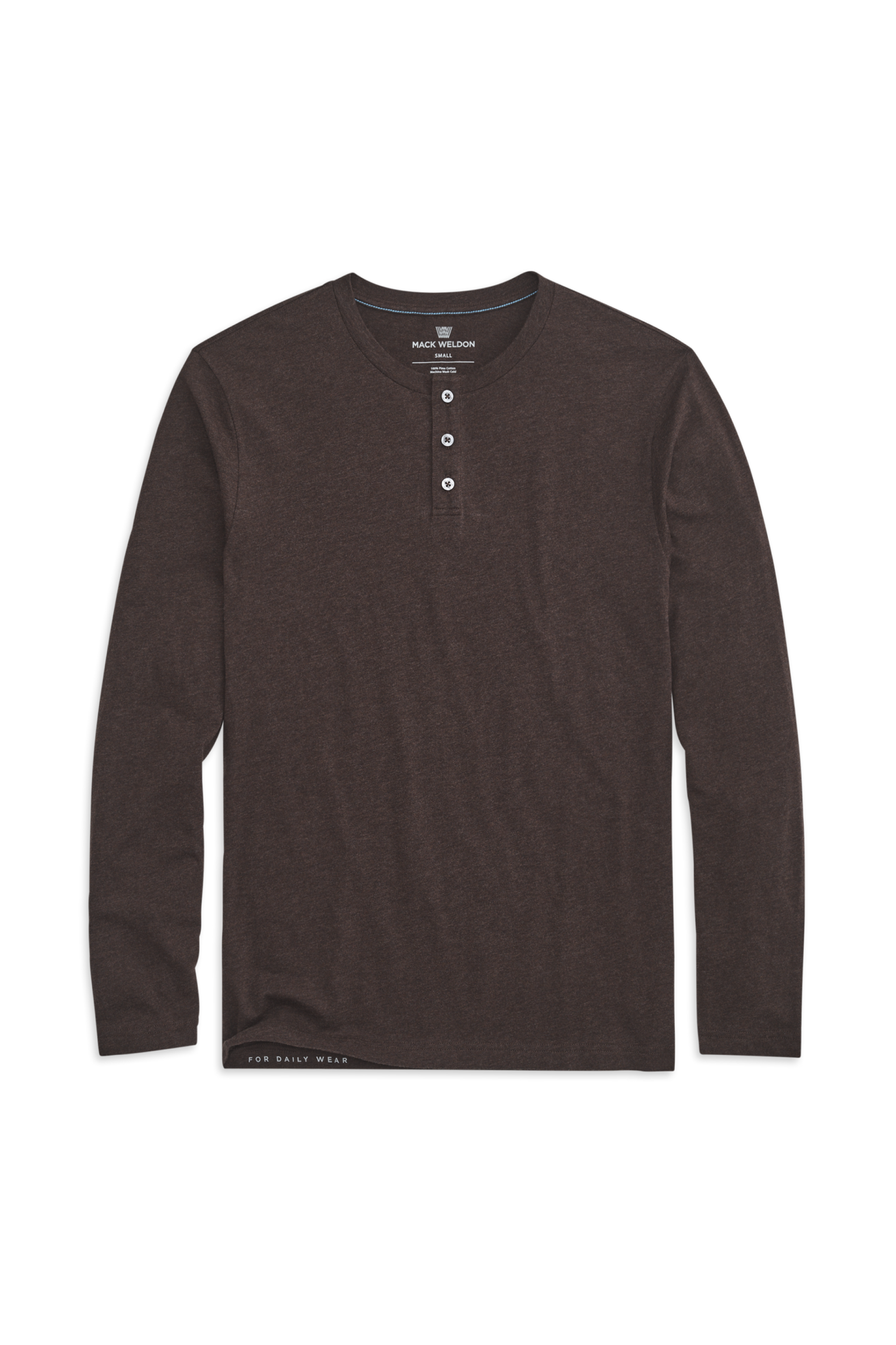 Mocha Heather | Front view of Pima Long Sleeve Henley in Mocha Heather