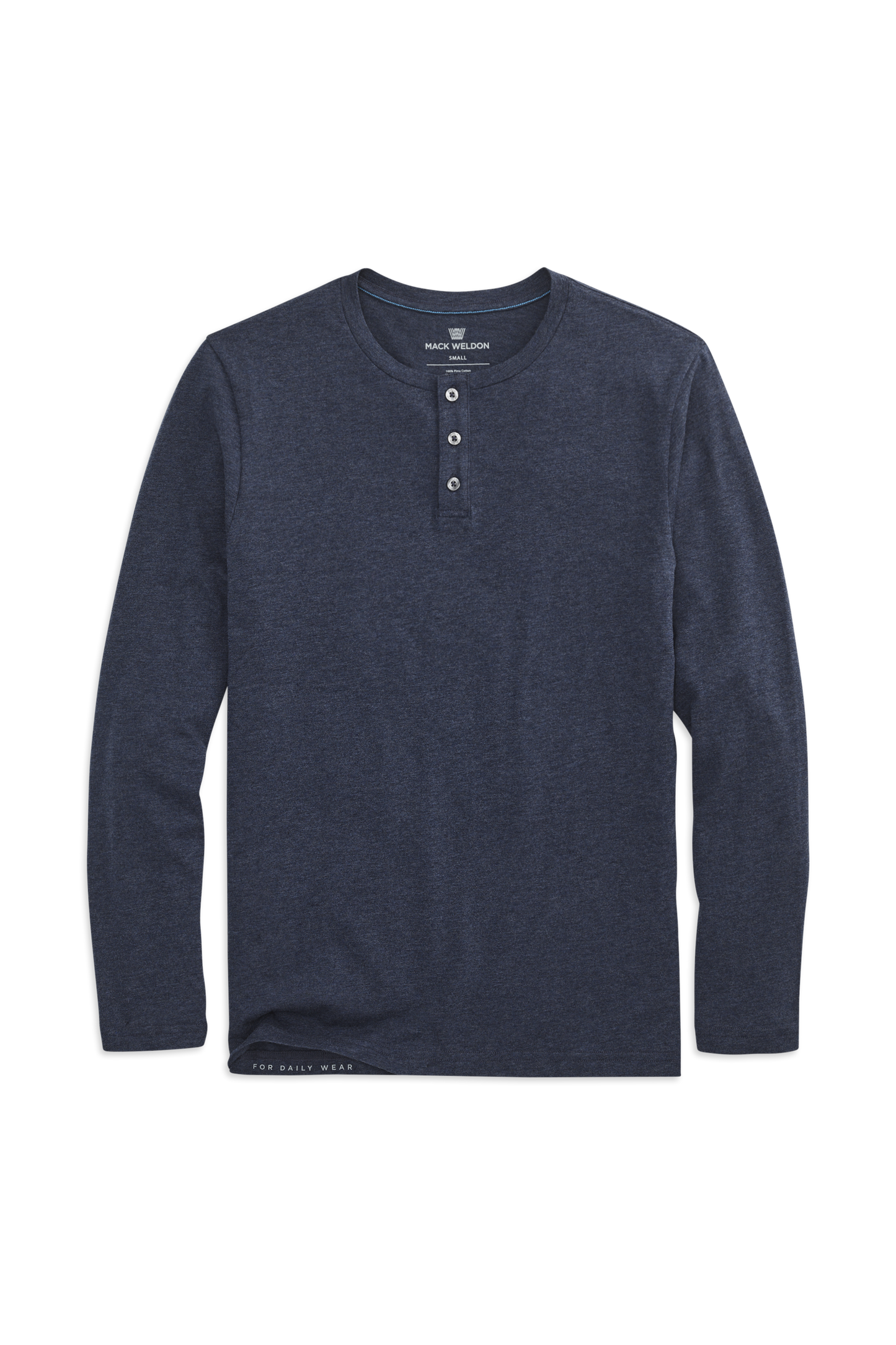 True Navy Heather | Front view of the Pima Long Sleeve Henley in True Navy Heather