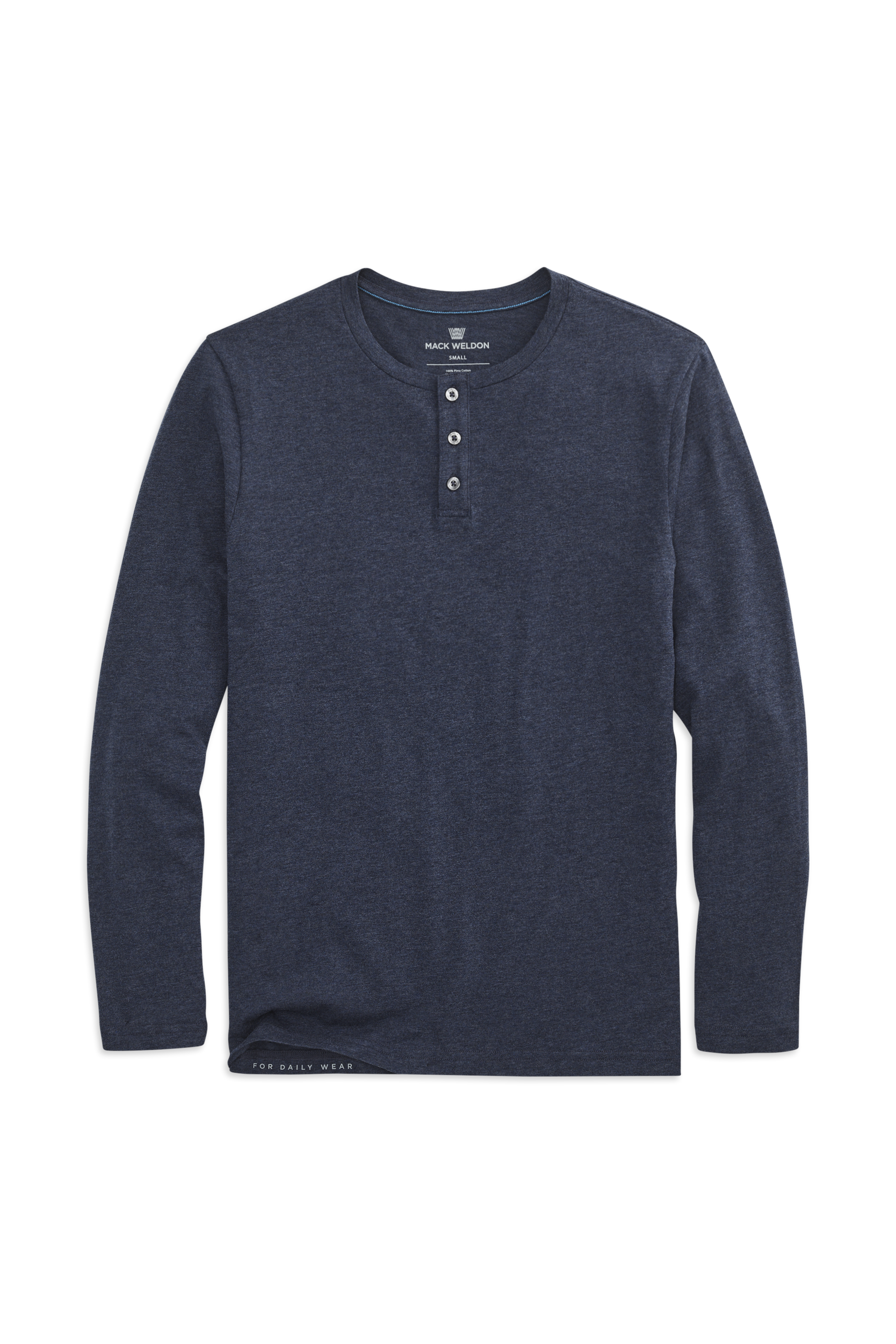 True Navy Heather | Front view of the Pima Long Sleeve Henley in True Navy Heather
