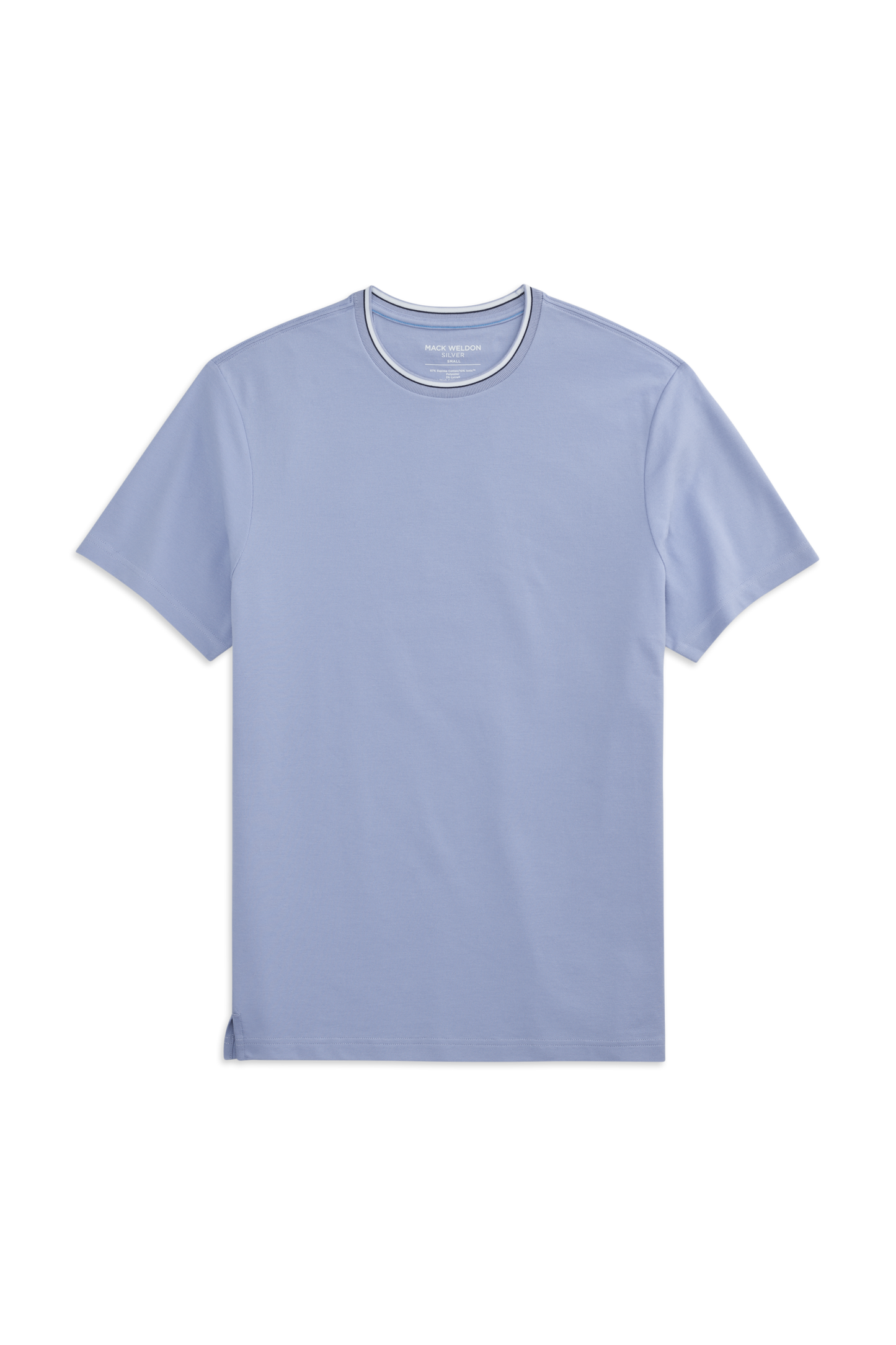 Blue Fog Tipped | Front view of Silver Pique T-Shirt in Blue Fog Tipped