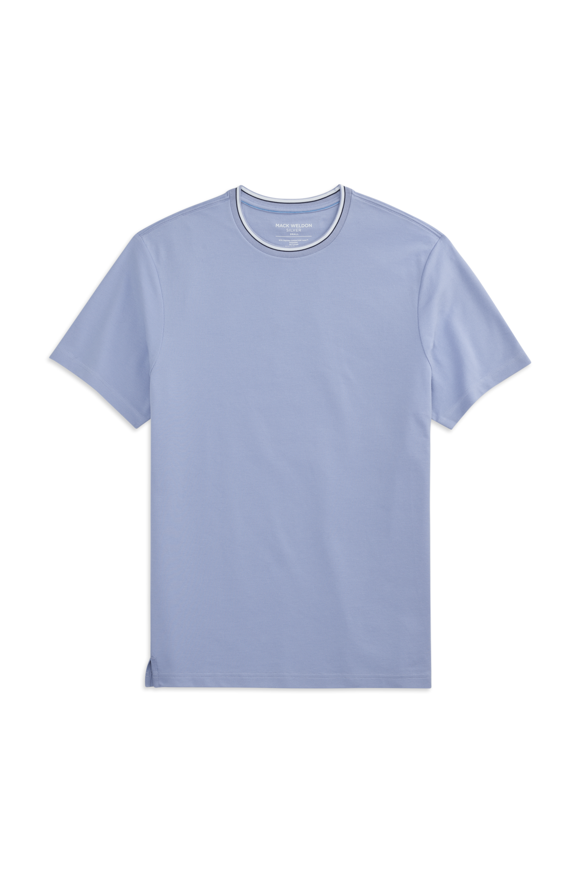 Blue Fog Tipped | Front view of Silver Pique T-Shirt in Blue Fog Tipped