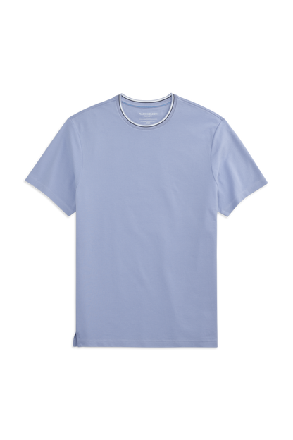 Blue Fog Tipped | Front view of Silver Pique T-Shirt in Blue Fog Tipped