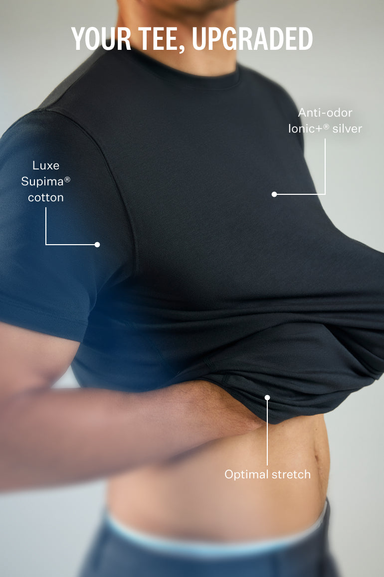 Man wearing Silver Crew Neck T-shirt in True Black