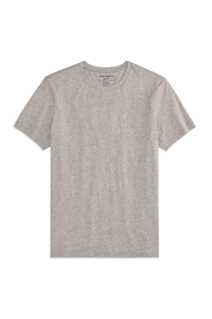 Front view of a Pima Crew Neck T-Shirt in  Shroom Marl