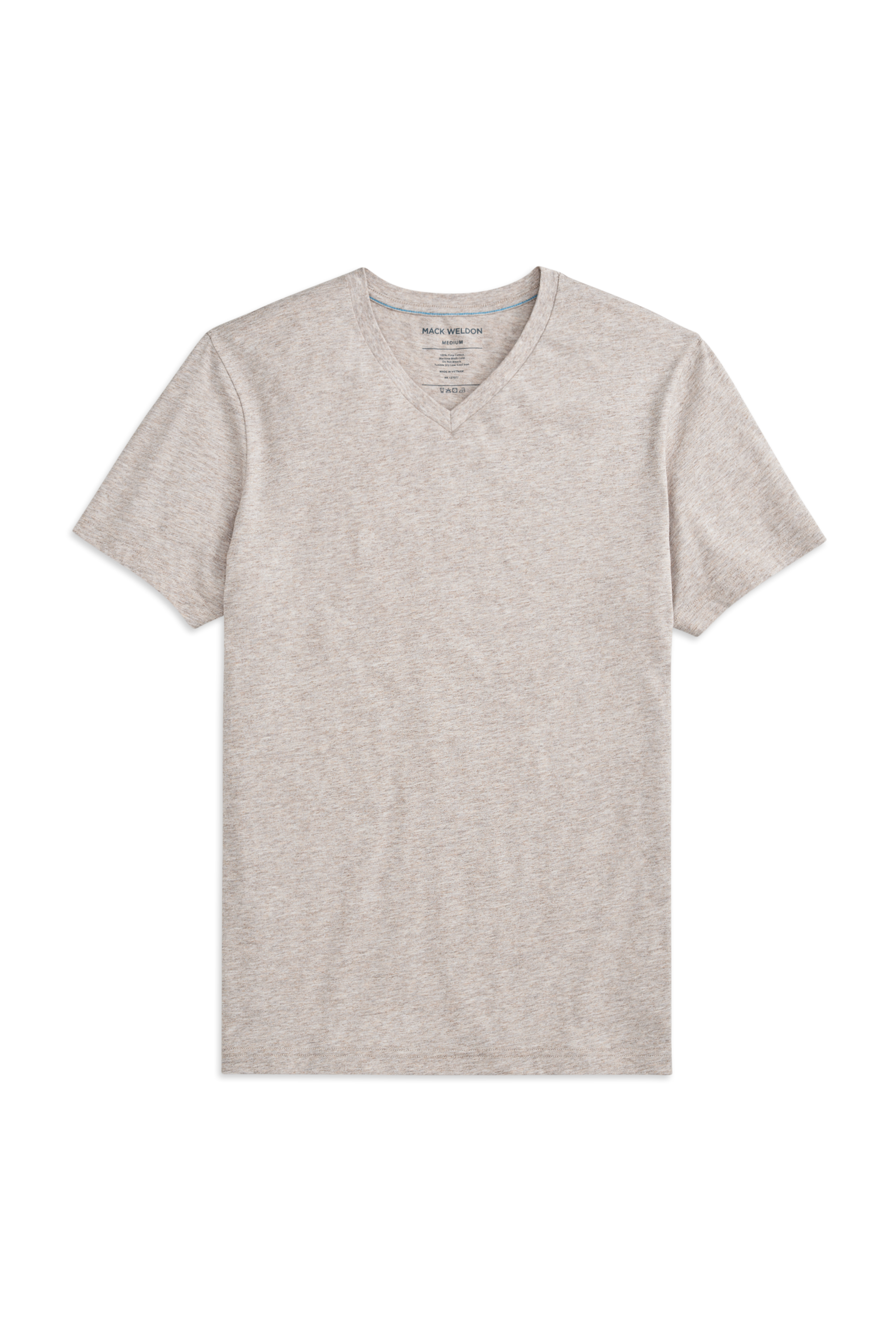 Front view of Pima V-Neck T-Shirt in Shroom Marl