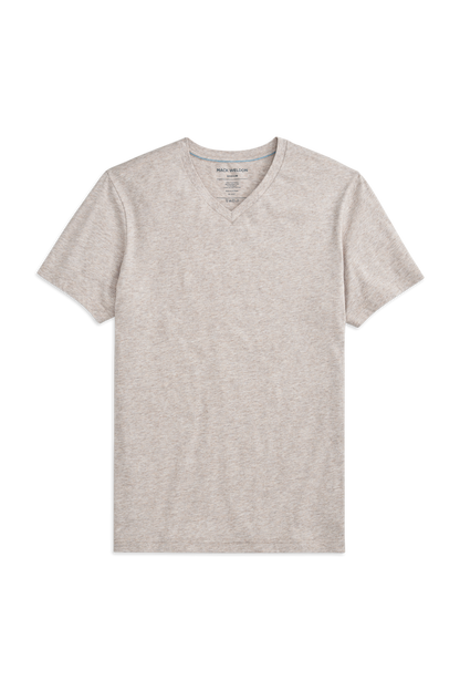Front view of Pima V-Neck T-Shirt in Shroom Marl