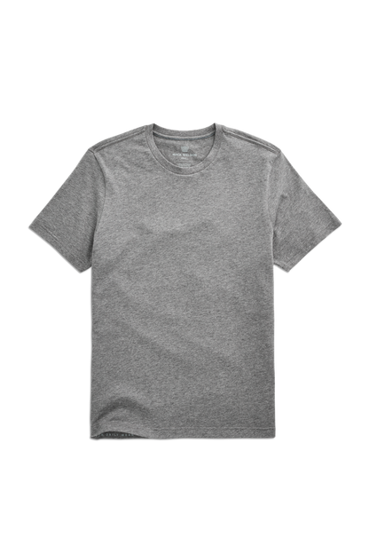 Medium Grey Heather | Front view of Pima Crew Neck T-Shirt in Medium Grey Heather