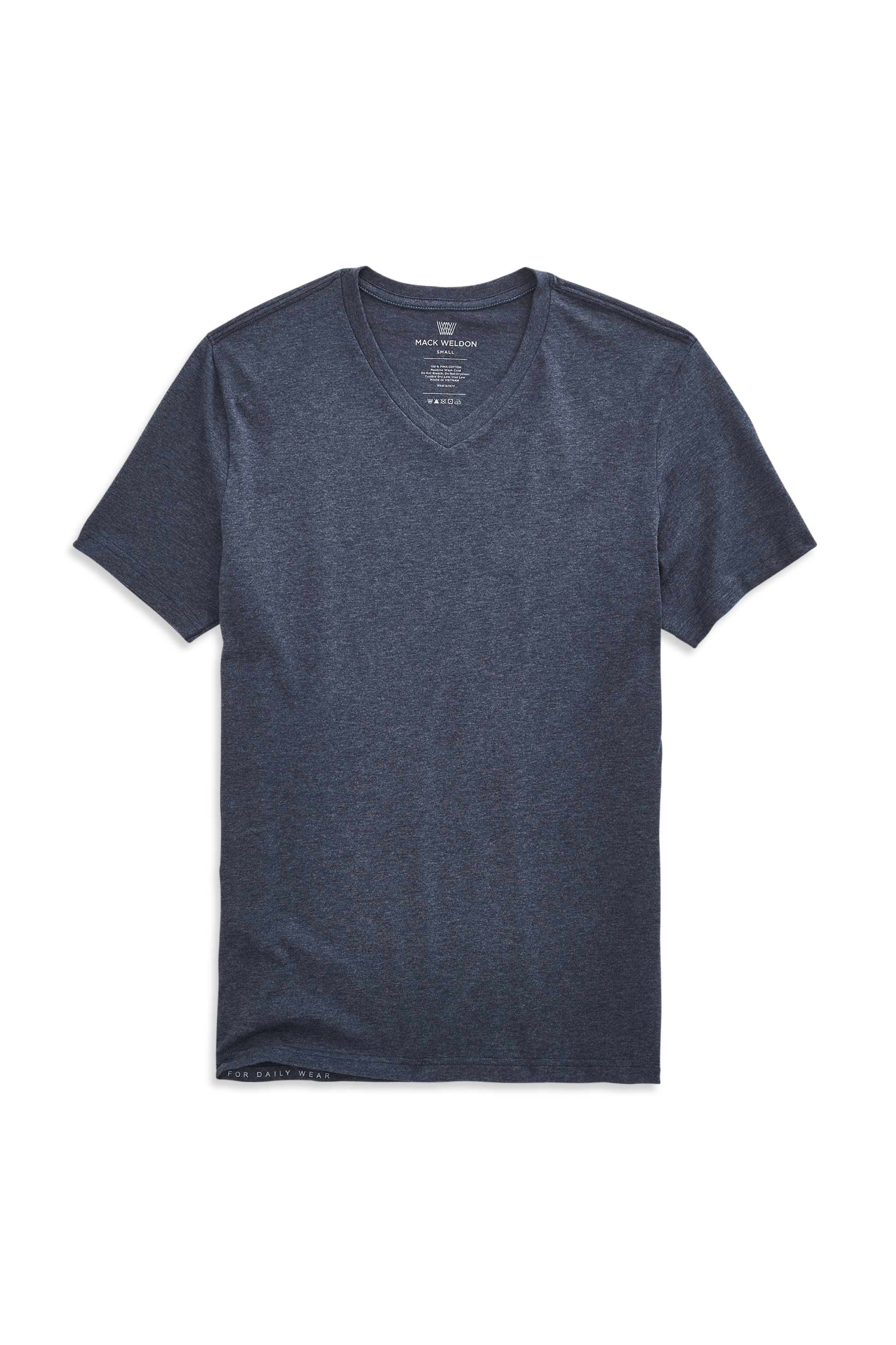 Navy Heather | Front view of Pima V-Neck T-Shirt in Navy Heather