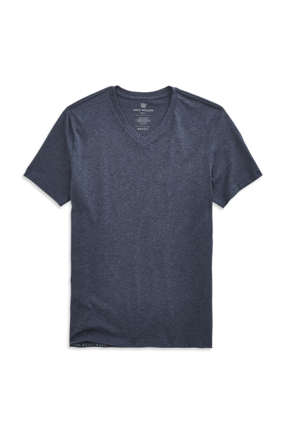 Navy Heather | Front view of Pima V-Neck T-Shirt in Navy Heather