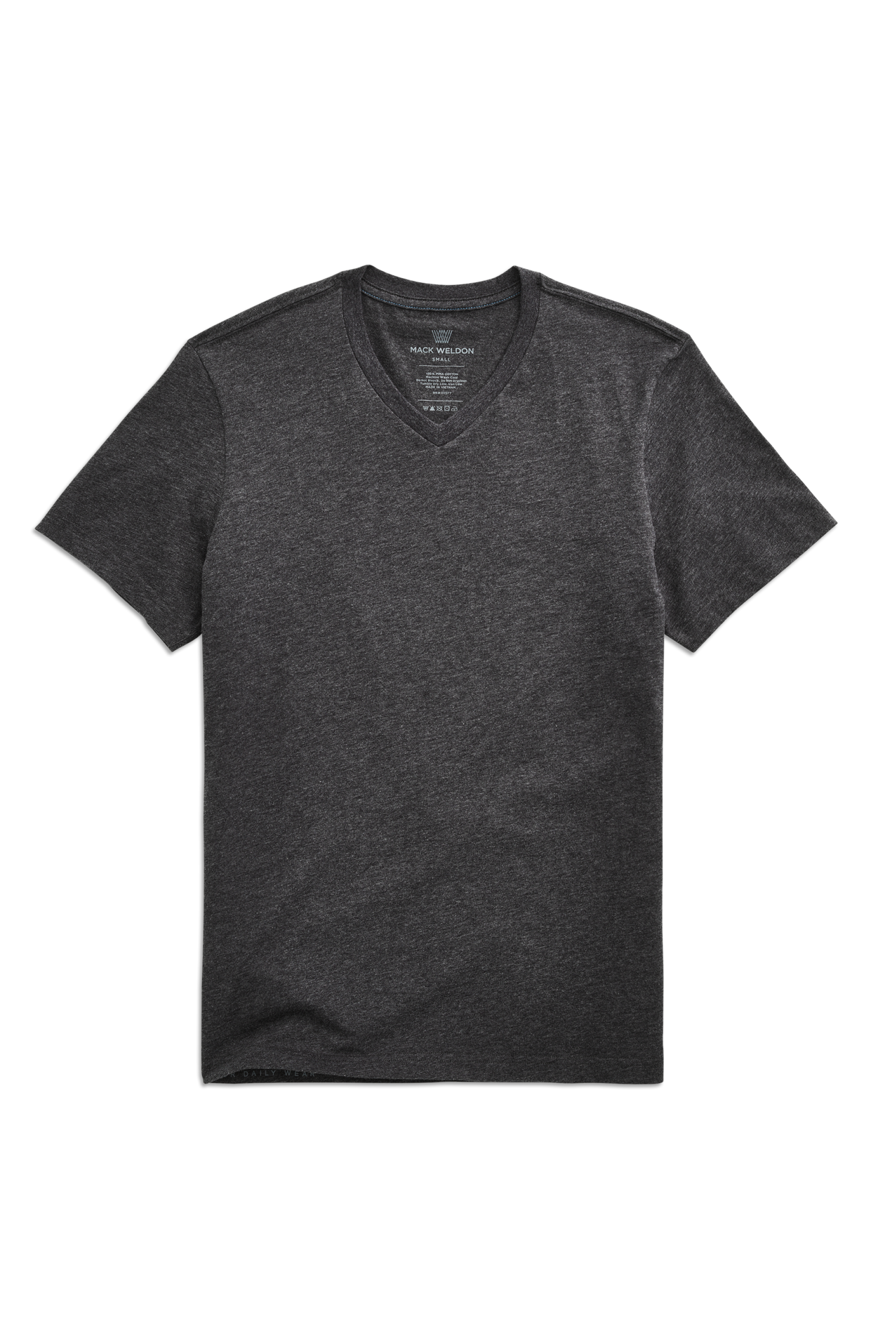 Charcoal Heather | Front view of Pima V-Neck T-Shirt in Charcoal Heather