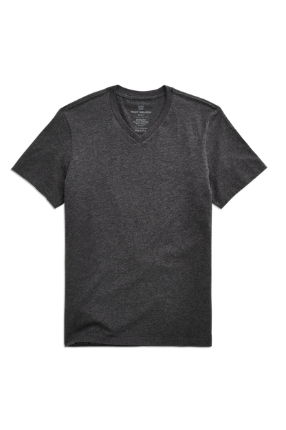 Charcoal Heather | Front view of Pima V-Neck T-Shirt in Charcoal Heather