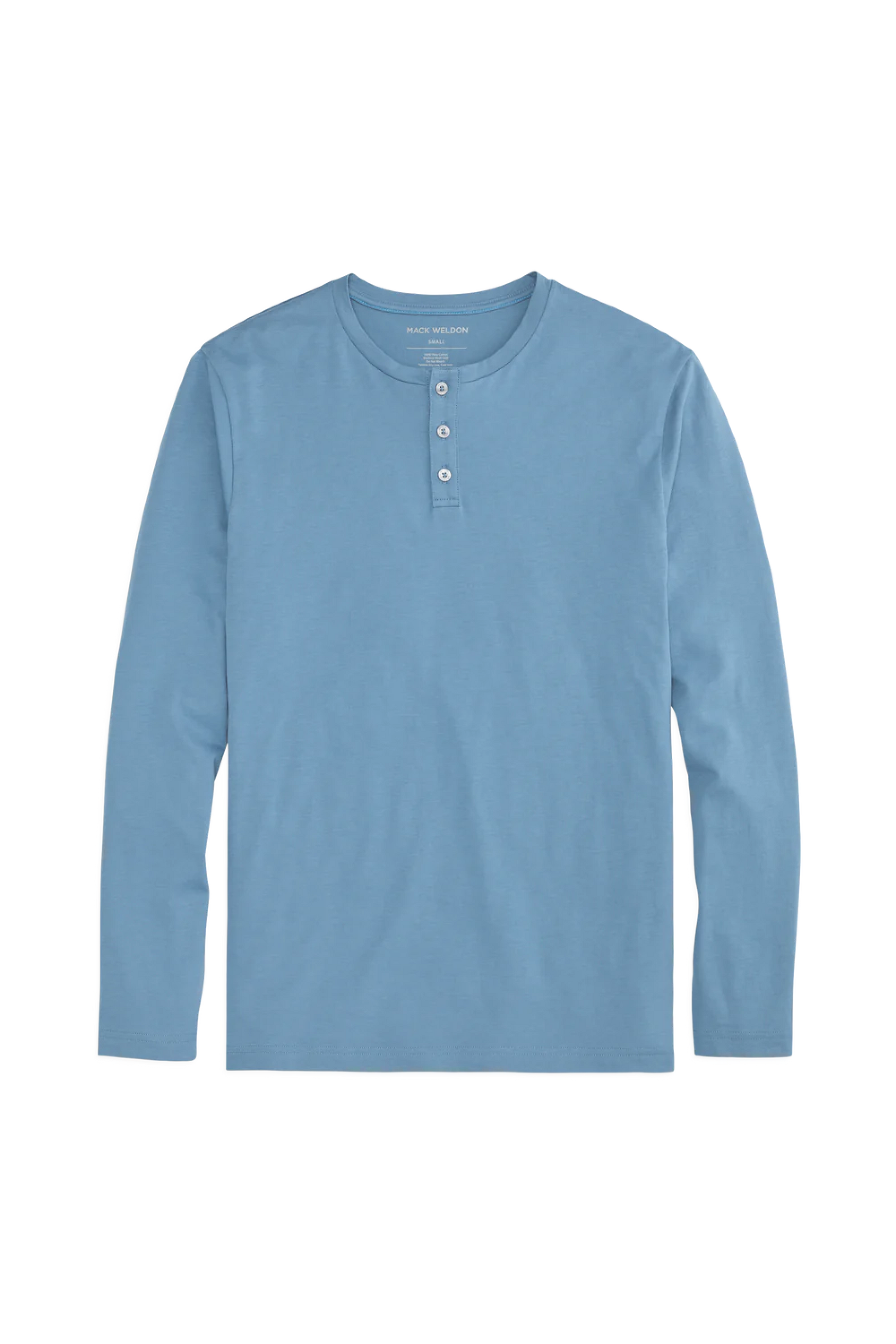 Blue Heaven | Pima Henley Front Laydown in the color Blue Heaven