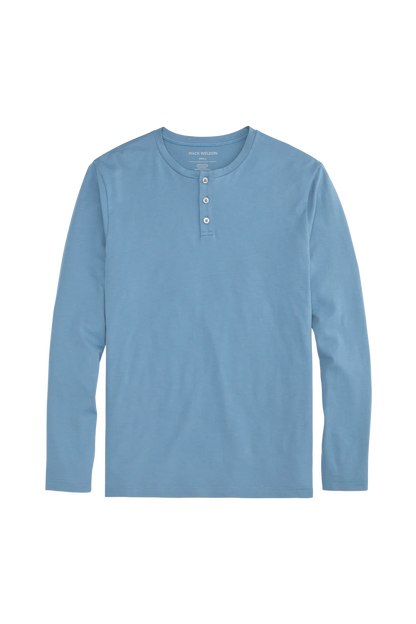 Blue Heaven | Pima Henley Front Laydown in the color Blue Heaven