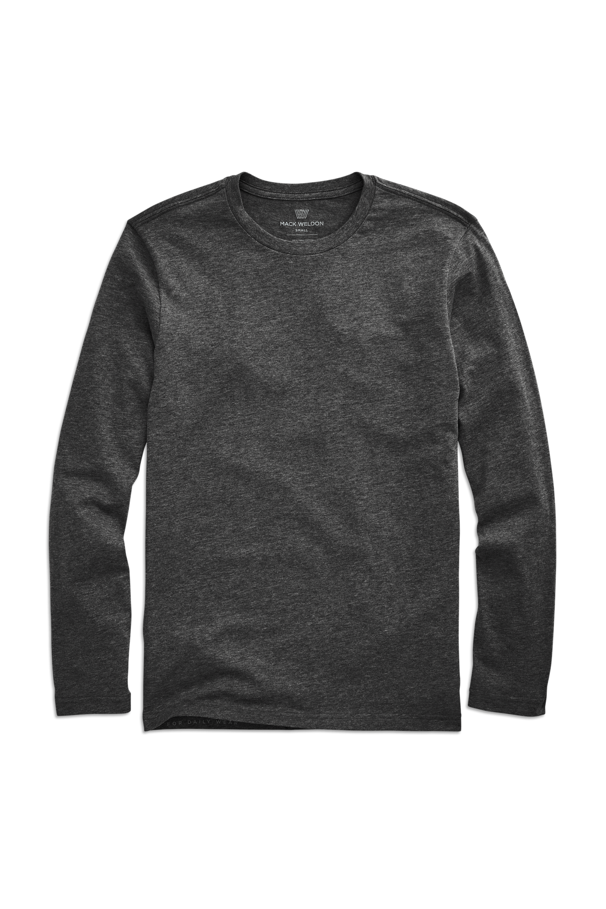 Charcoal Heather | Front view of Pima Long Sleeve T-Shirt in Charcoal Heather