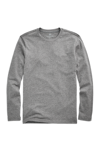 Medium Grey Heather | Front view of Pima Long Sleeve T-Shirt in Medium Grey Heather