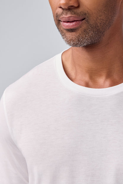 Detailed view of Pima long sleeve T-shirt in Bright White