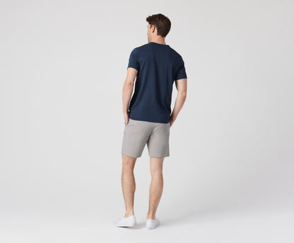 Back view of a man wearing Pima Short Sleeve Henley in True Navy
