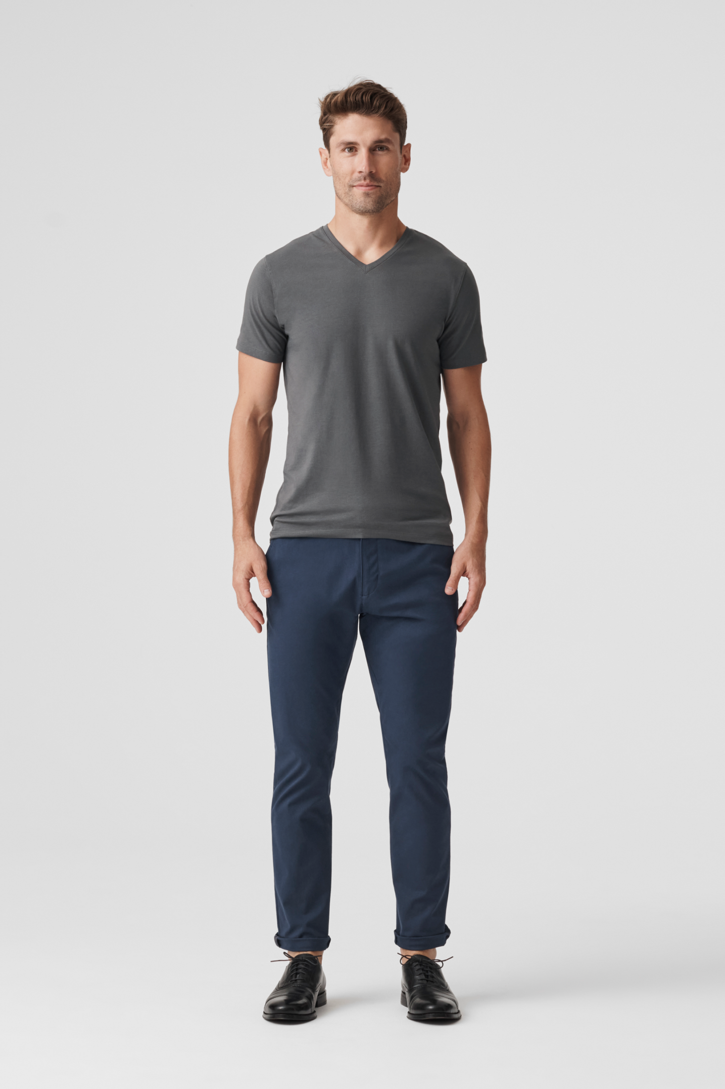 SILVER v-Neck T-Shirt Man Front