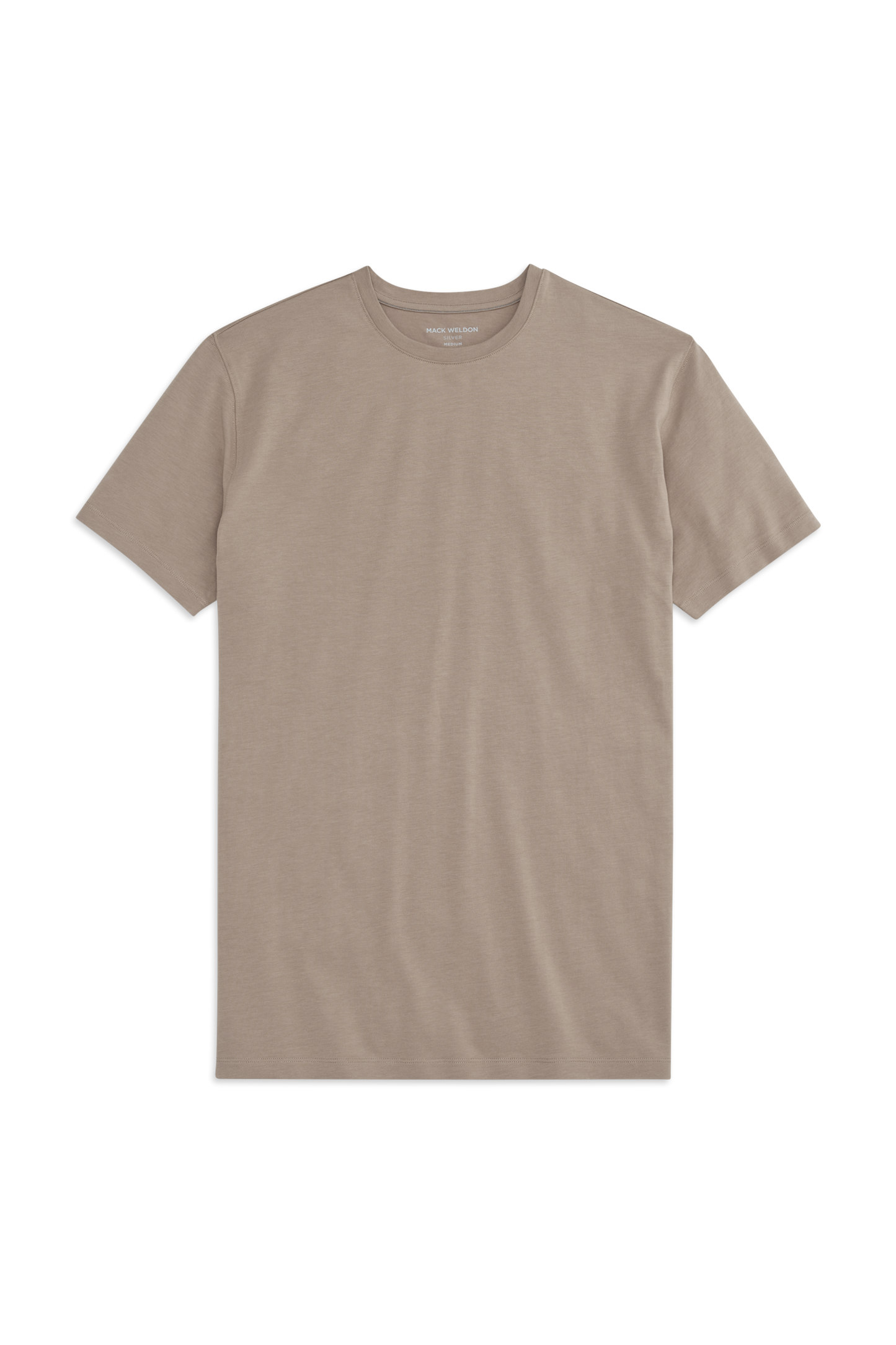Front view of Silver Crew Neck T-shirt in Desert Taupe