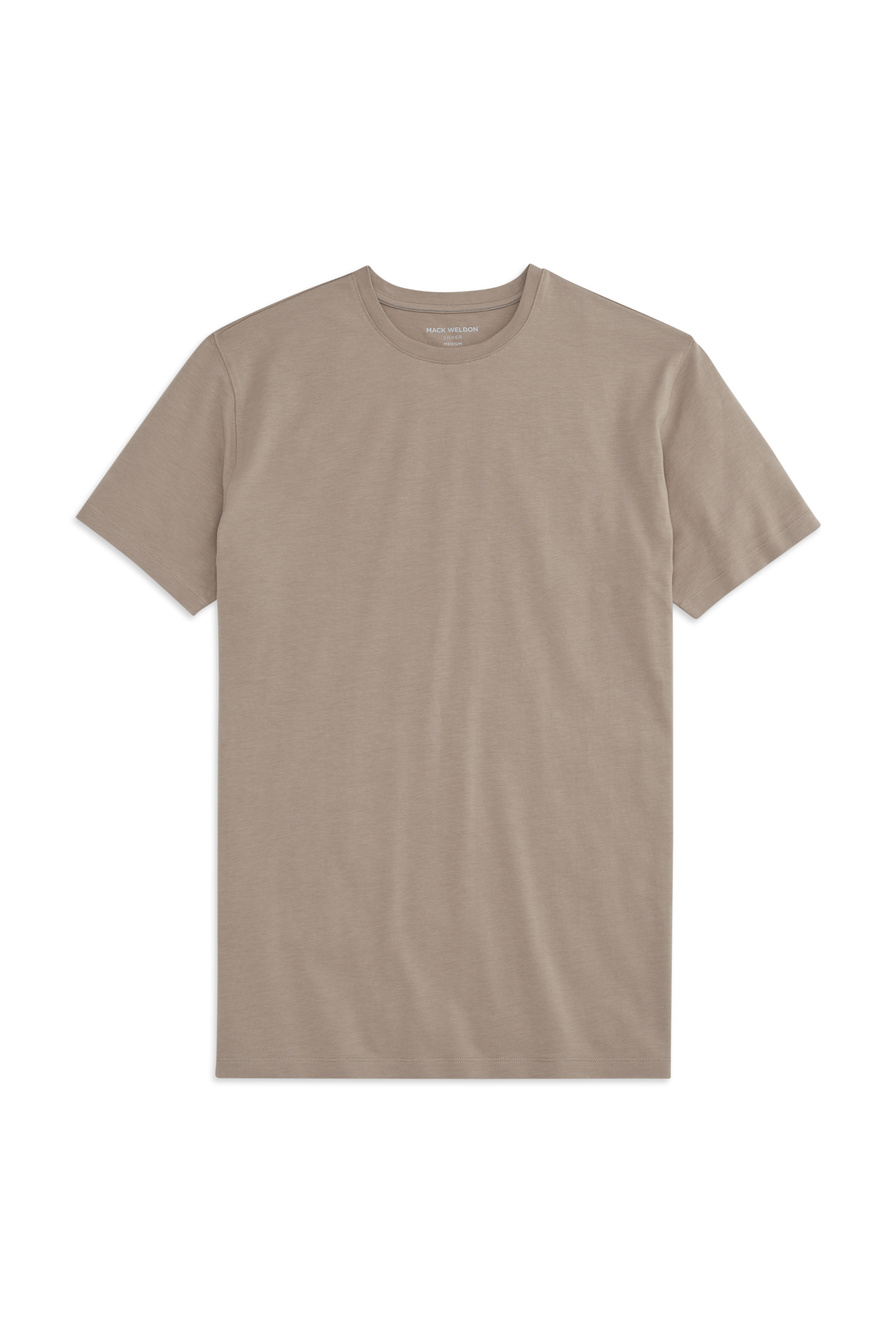 Front view of Silver Crew Neck T-shirt in Desert Taupe