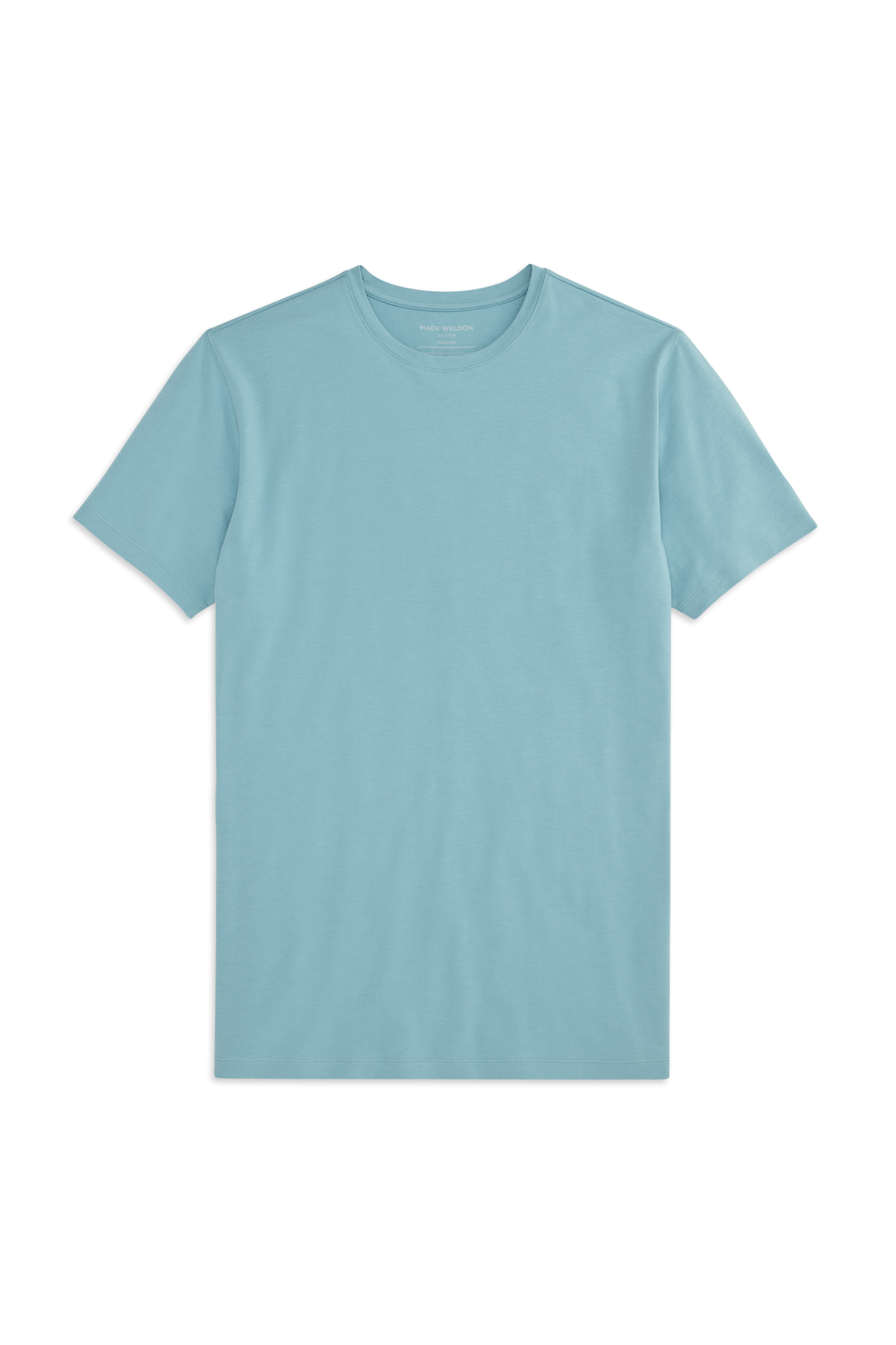 Front view of Silver Crew Neck T-shirt in Porcelain