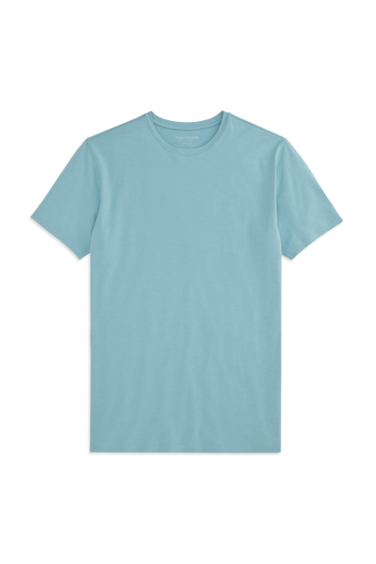 Front view of Silver Crew Neck T-shirt in Porcelain