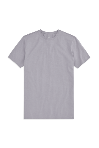 Front view of Silver Crew Neck T-shirt in Zinc
