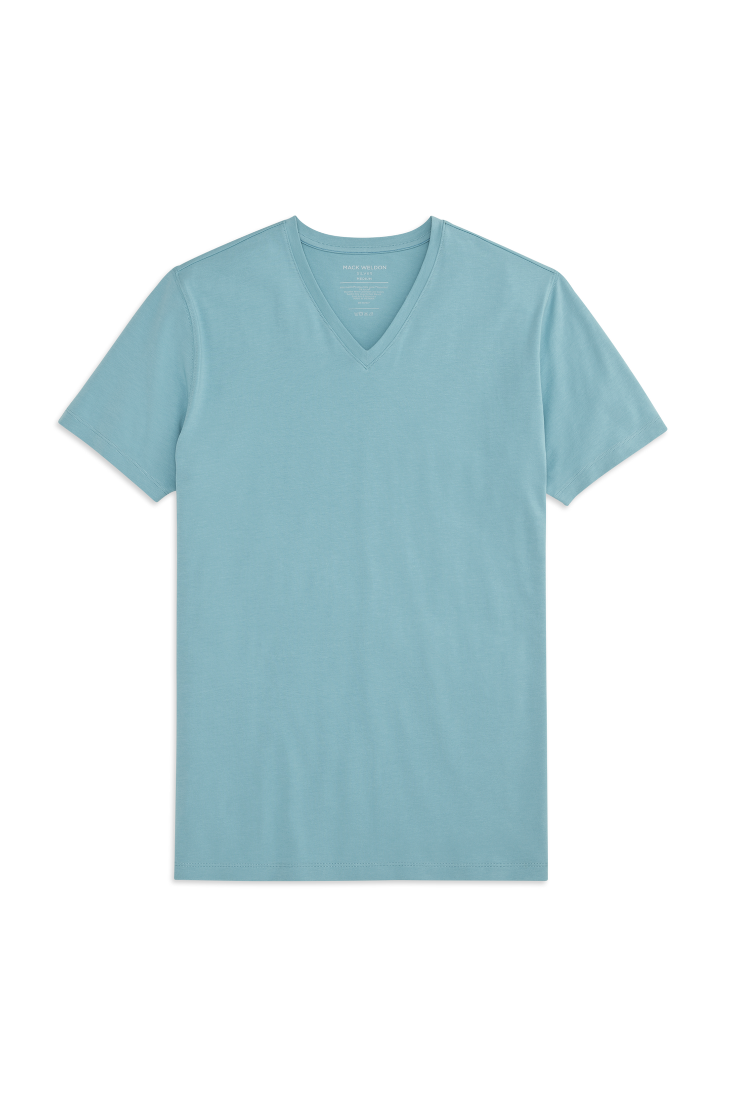 Front view of Silver V Neck Neck T-shirt in Porcelain