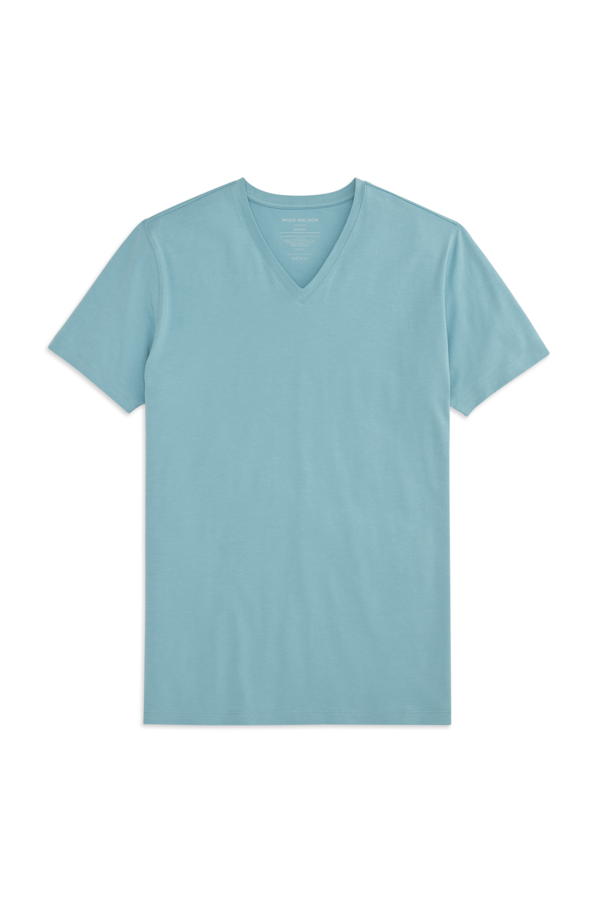 Front view of Silver V Neck Neck T-shirt in Porcelain