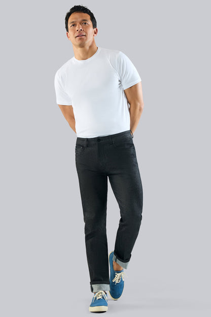 Full front view of a man wearing Silver Crew Neck T-shirt in Bright White