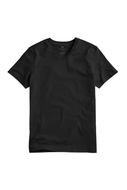 True Black | Front view of Pima V-Neck T-Shirt in True Black