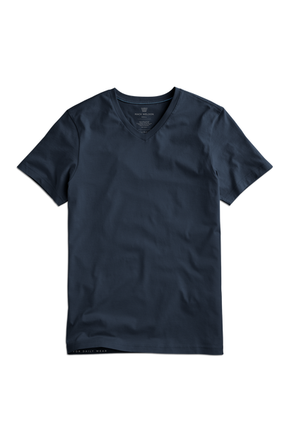 True Navy | Front view of Pima V-Neck T-Shirt in True Navy