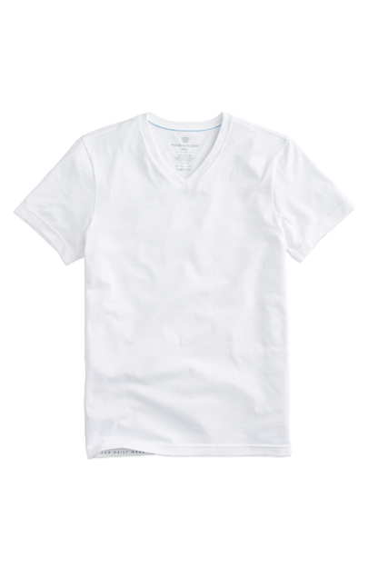 Bright White | Front view of Pima V-Neck T-Shirt in Bright White