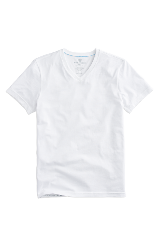Bright White | Front view of Pima V-Neck T-Shirt in Bright White