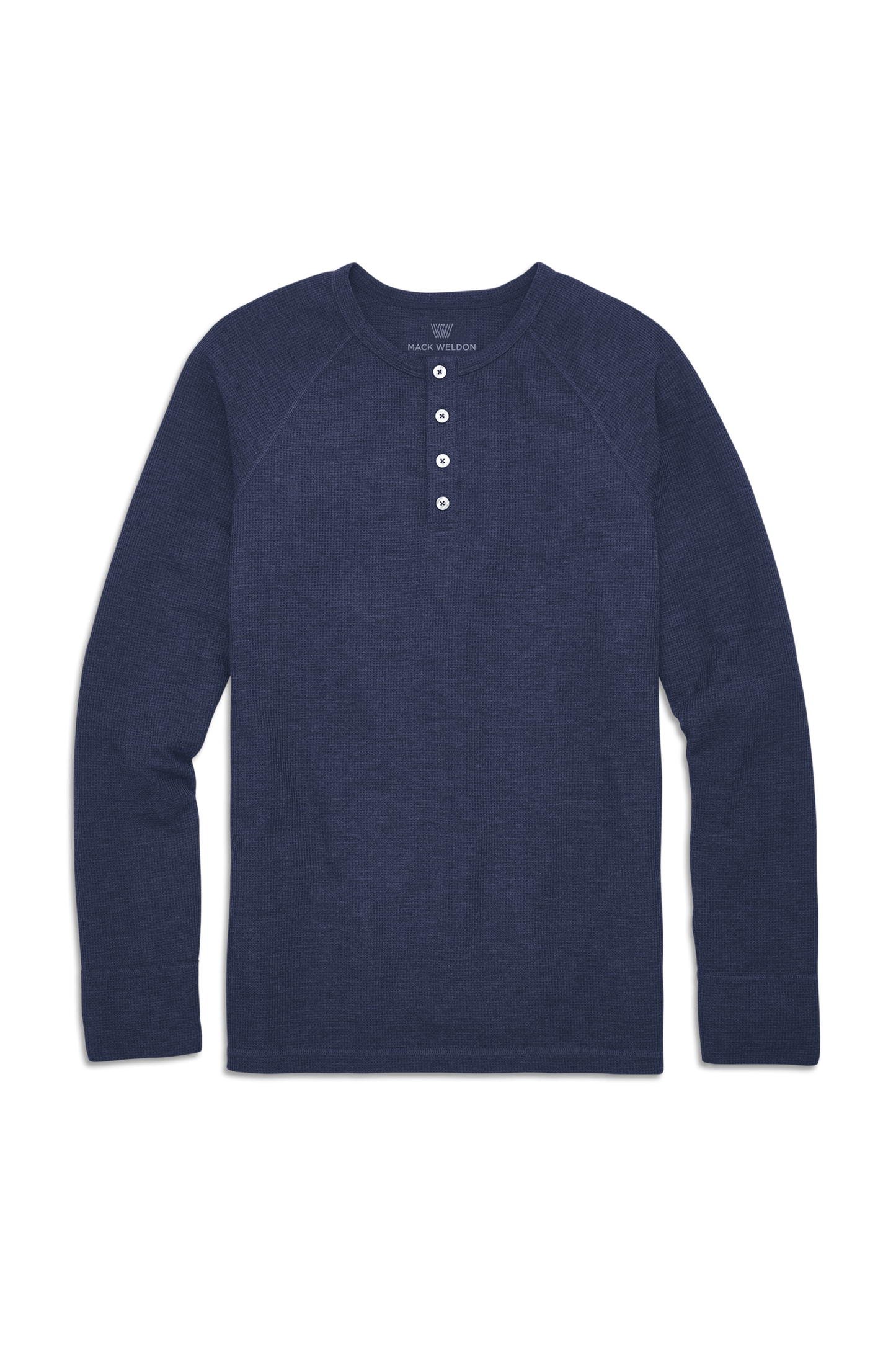 True Navy | Front view of WARMKNIT Waffle Henley in True Navy