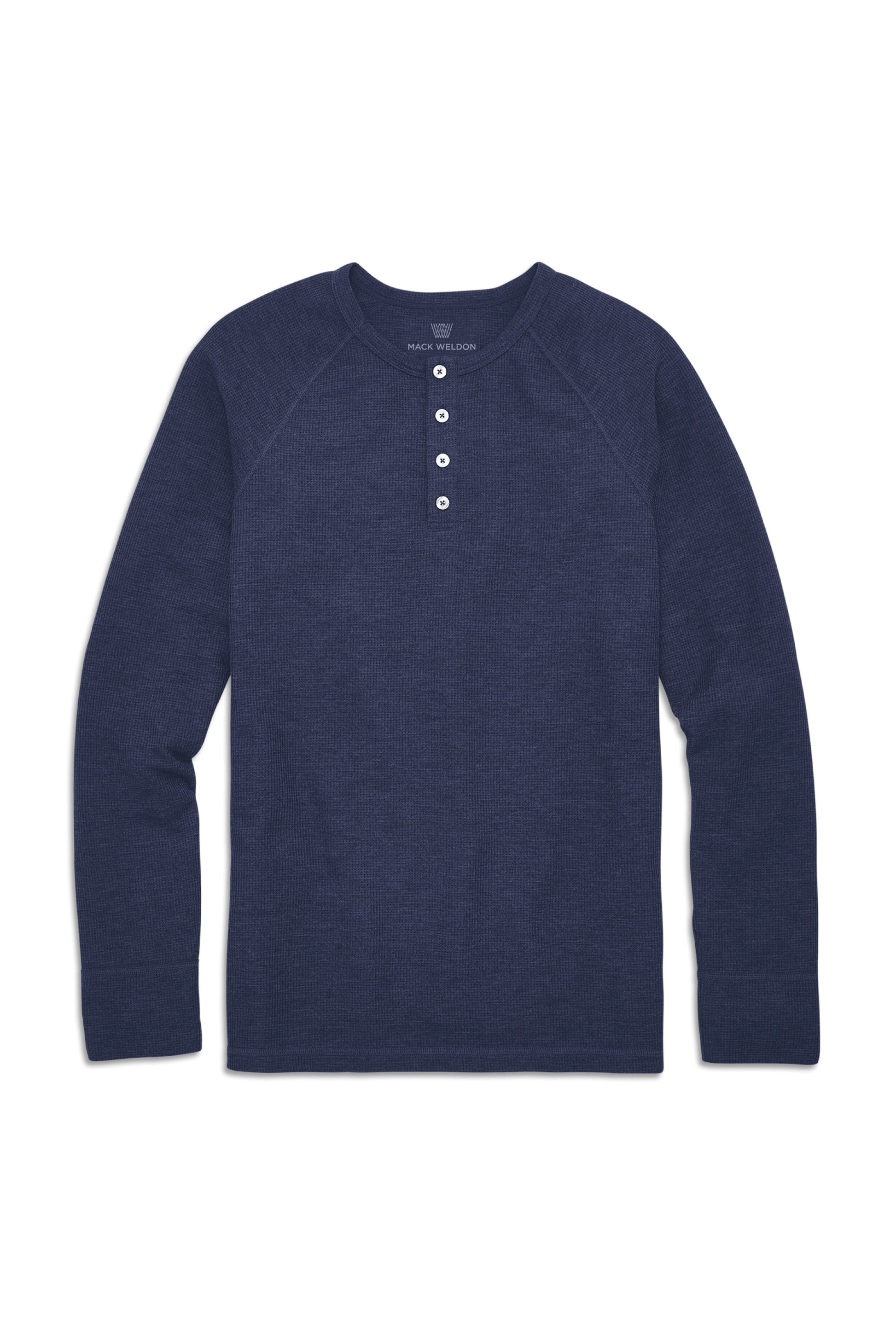 True Navy | Front view of WARMKNIT Waffle Henley in True Navy