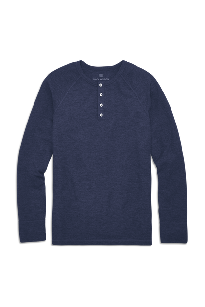 True Navy | Front view of WARMKNIT Waffle Henley in True Navy