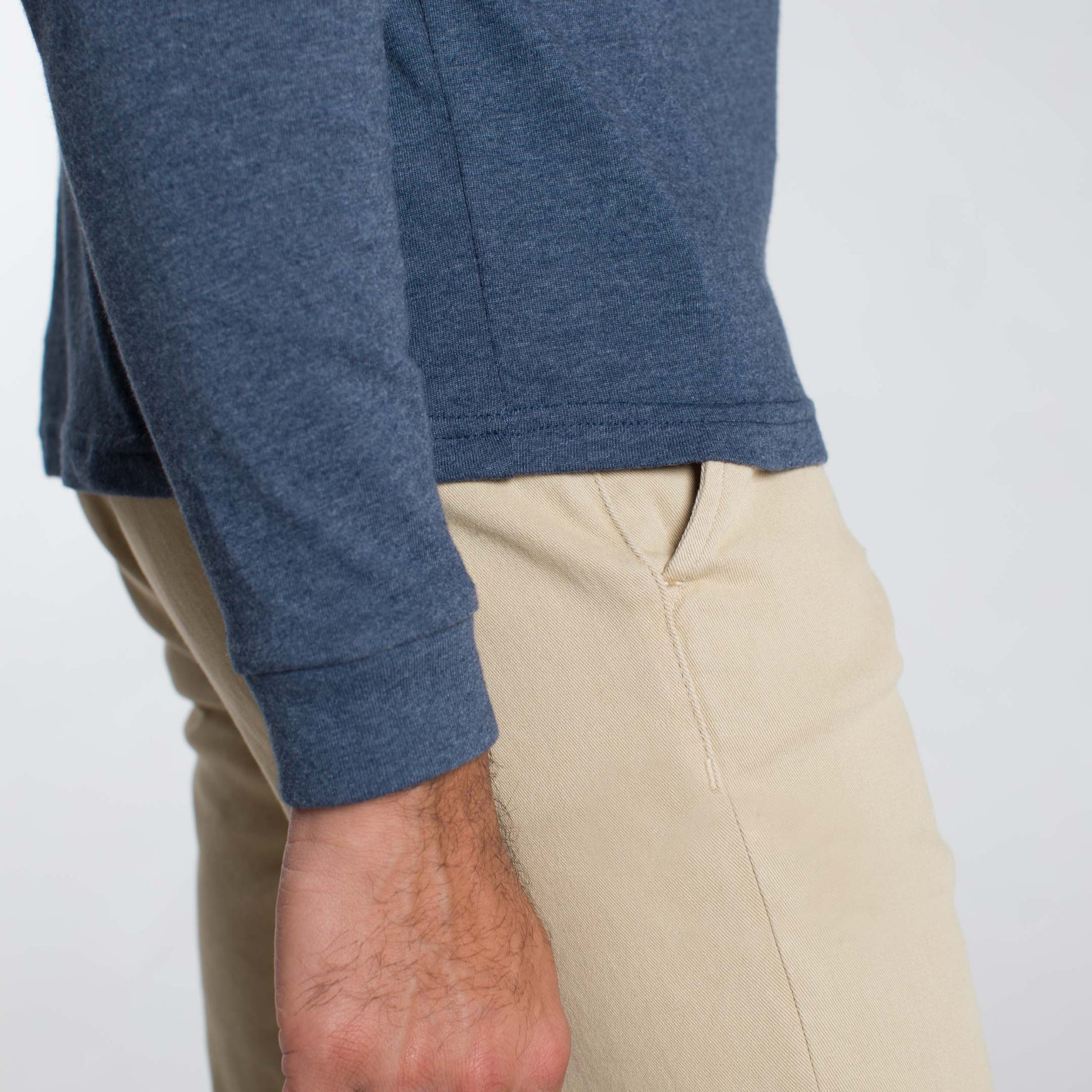 Ash & Erie Heather Dark Navy Long Sleeve Pocket Tee for Short Men   Long Sleeve Tee