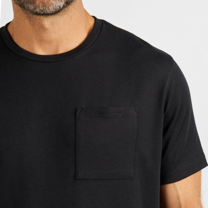 Ash & Erie Black Micro Pique Crew Neck T-Shirt for Short Men   Short Sleeve Premium Tee